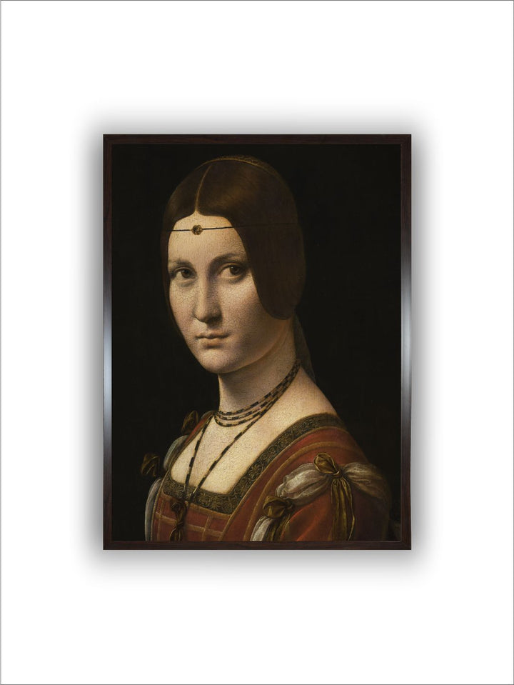 "Black & Brown La Belle Ferronniere Canvas Painting Wall Art''