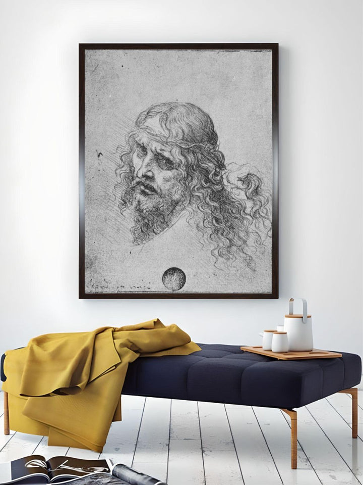 "Grey Wooden Head of Christ Wall Art''