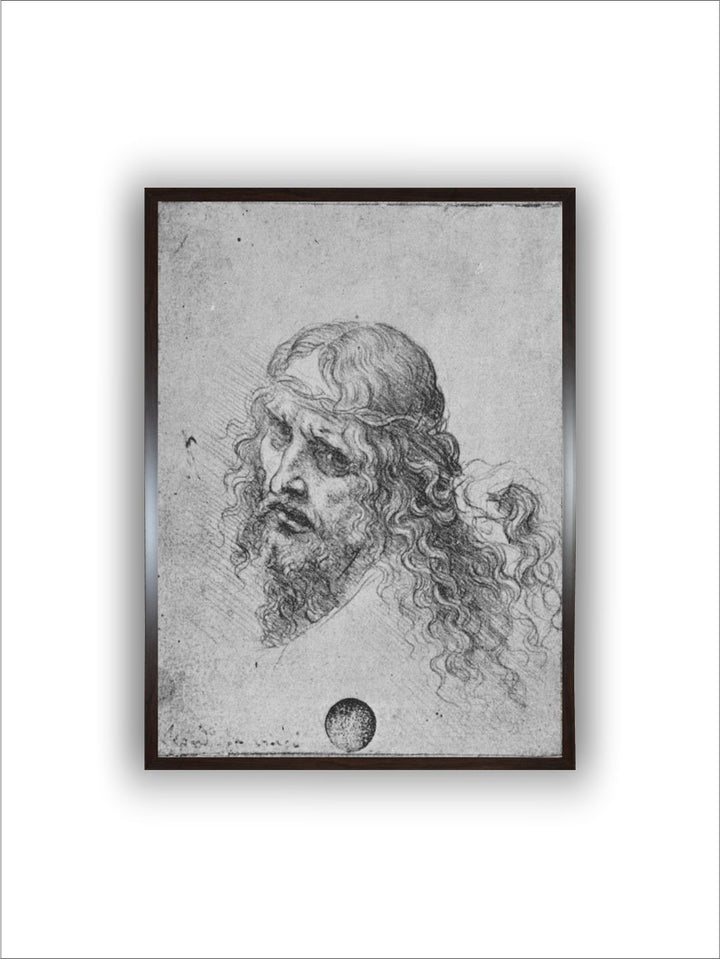 "Grey Wooden Head of Christ Wall Art''