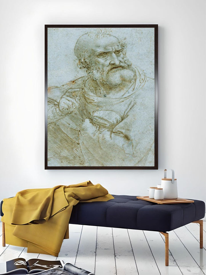 "Grey Half-Length Figure Of An Apostle By Leonardo Da Vinci Painting Wall Art''