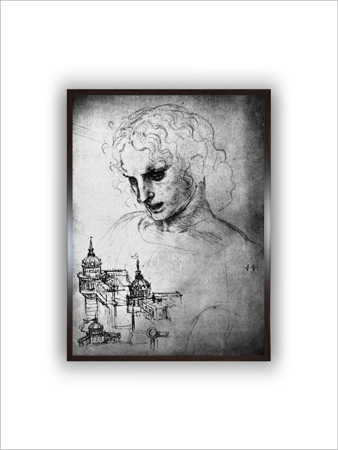 "Grey Head Of St James & Architectural Drawing Canvas Wall Painting''