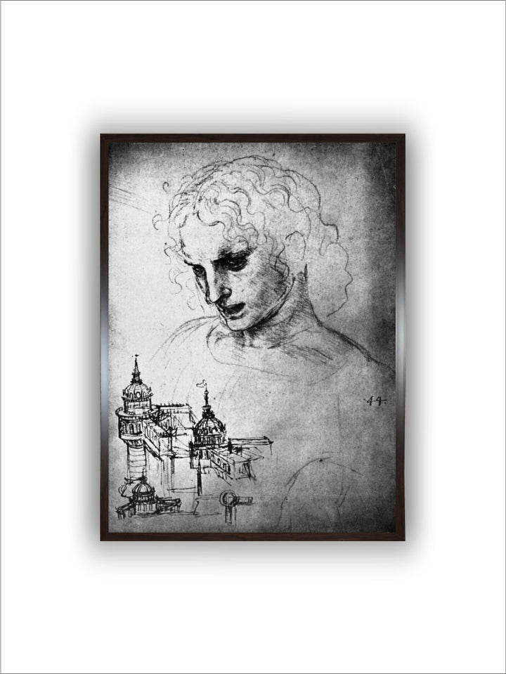 "Grey Head Of St James & Architectural Drawing Canvas Wall Painting''