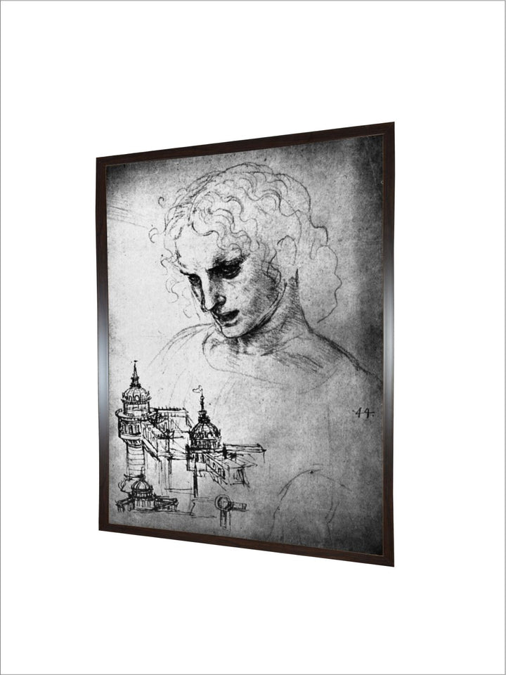 "Grey Head Of St James & Architectural Drawing Canvas Wall Painting''
