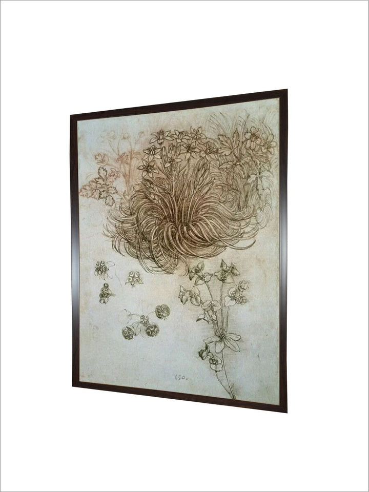 "Grey & Brown Wooden Star Of Bethlehem Anemone & Sun Spurge Painting Wall Art''