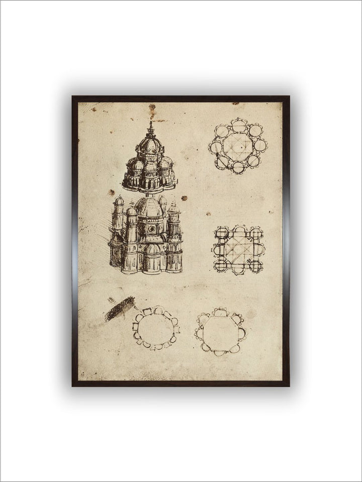 "Beige Centrally Planned Buildings Canvas Painting Wall Art''