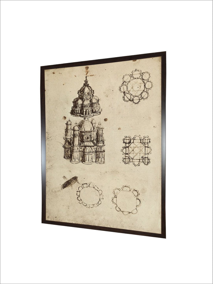 "Beige Centrally Planned Buildings Canvas Painting Wall Art''