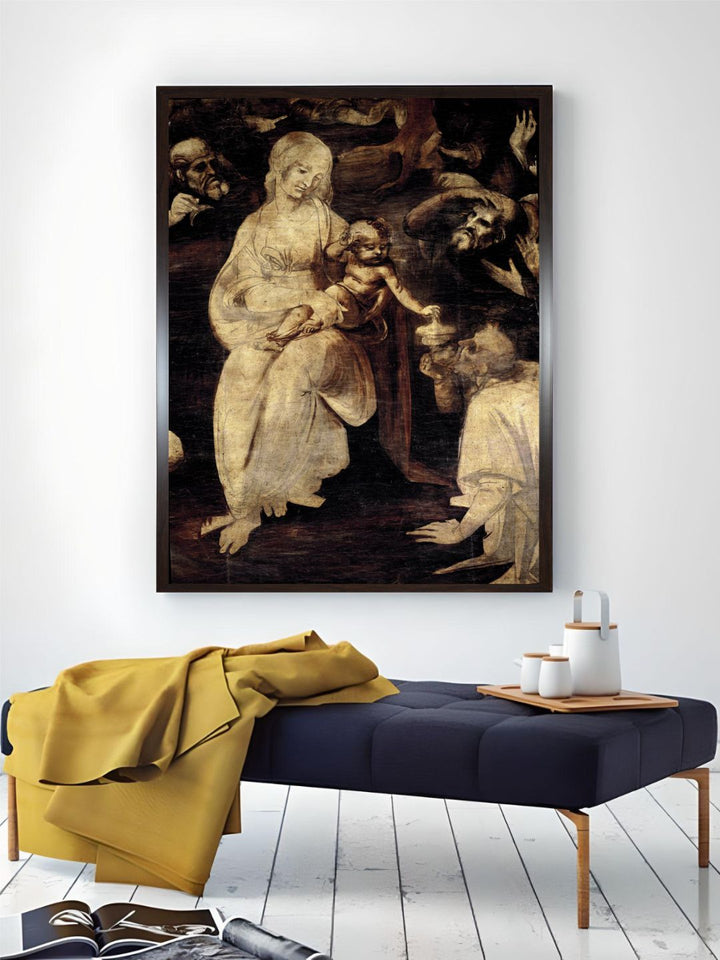 "White & Brown Mother & Child Canvas Wall Painting''