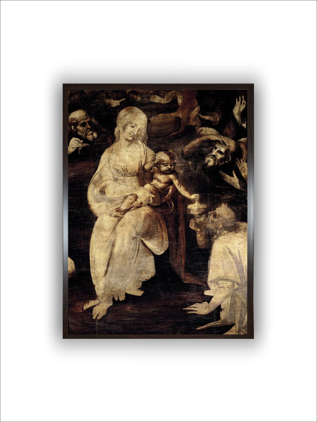 "White & Brown Mother & Child Canvas Wall Painting''