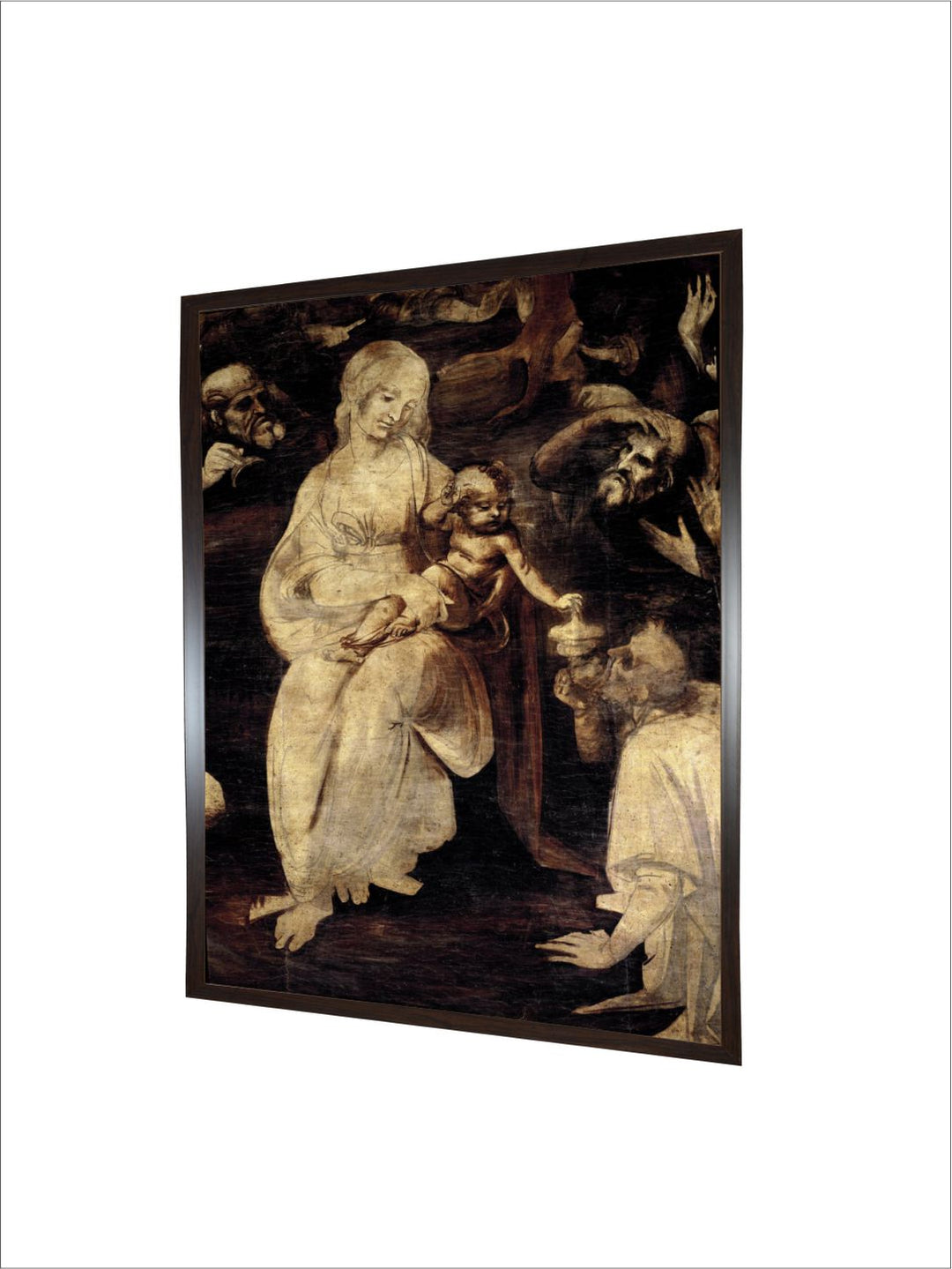 "White & Brown Mother & Child Canvas Wall Painting''