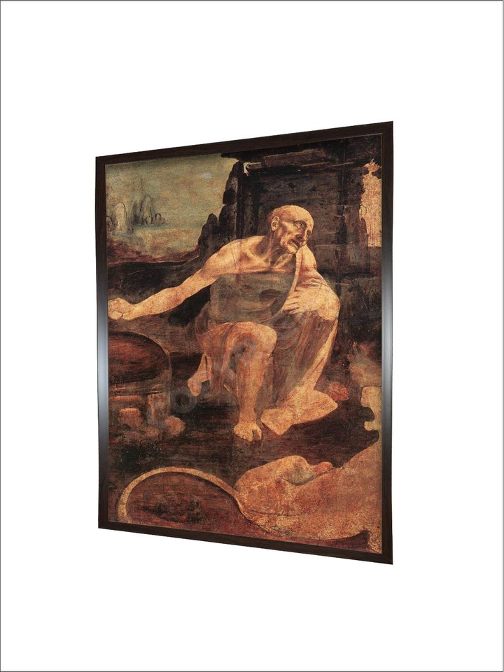 "Beige & Brown Canvas Saint Jerome Painting Wall Art''