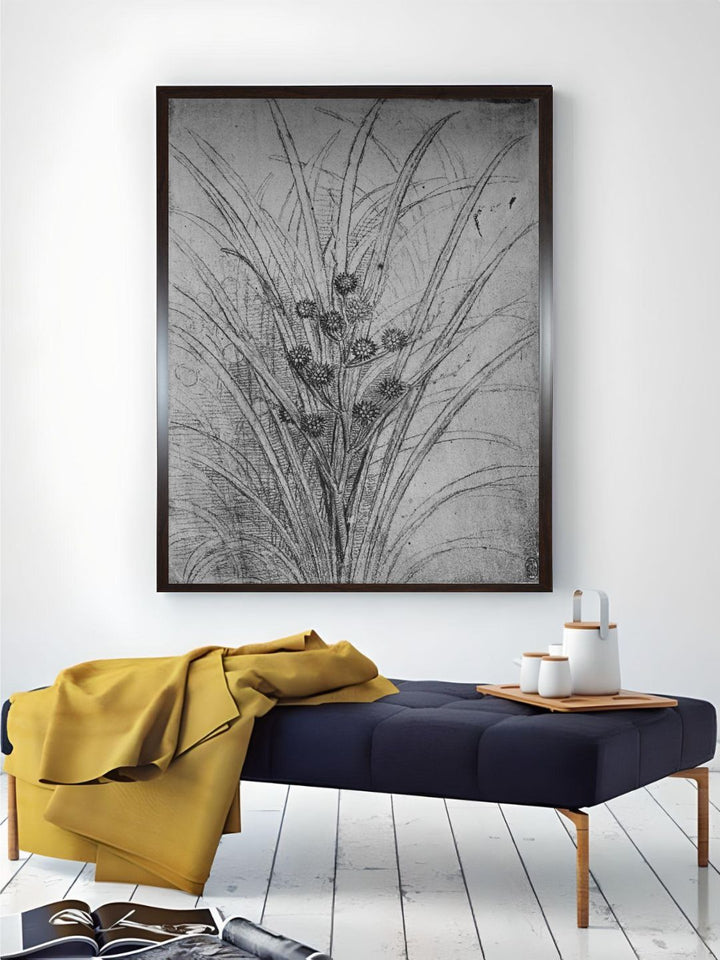 "Grey & Black  Flowering Rushes Canvas Painting Wall Art''