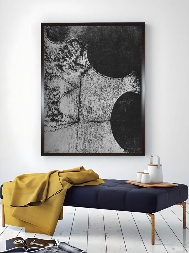 "Grey Bird's-Eye View of the Coast of Italy Painting Wall Art''