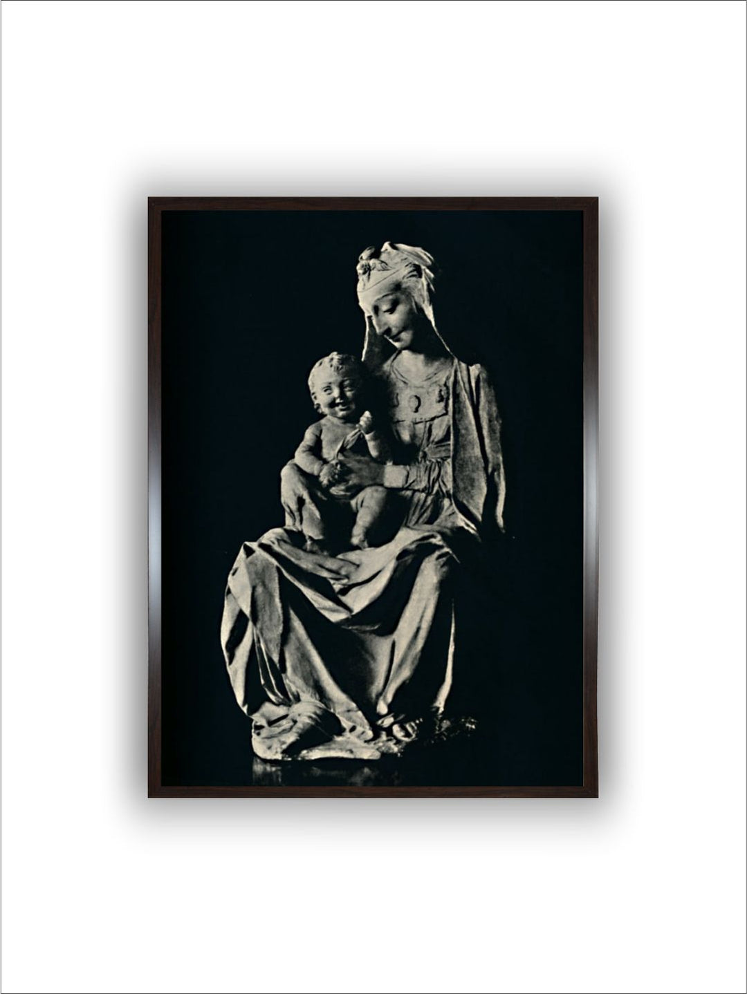 "Black & Grey Madonna With Laughing Child Canvas Painting Wall Art''