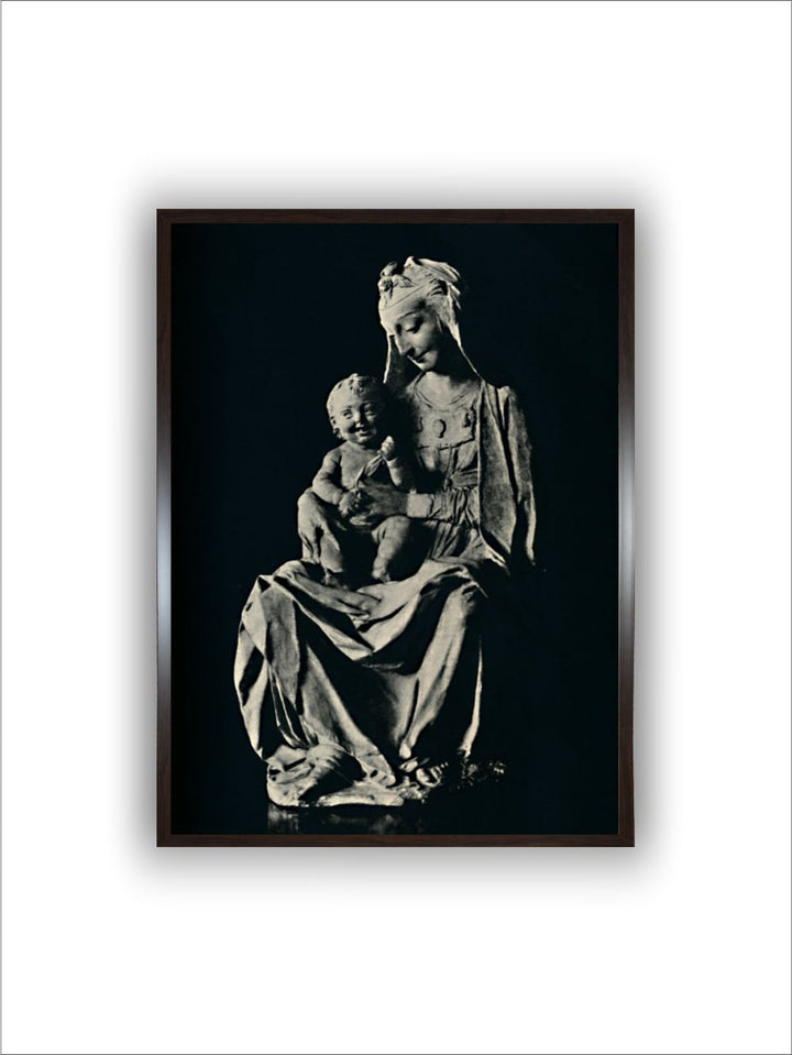 "Black & Grey Madonna With Laughing Child Canvas Painting Wall Art''