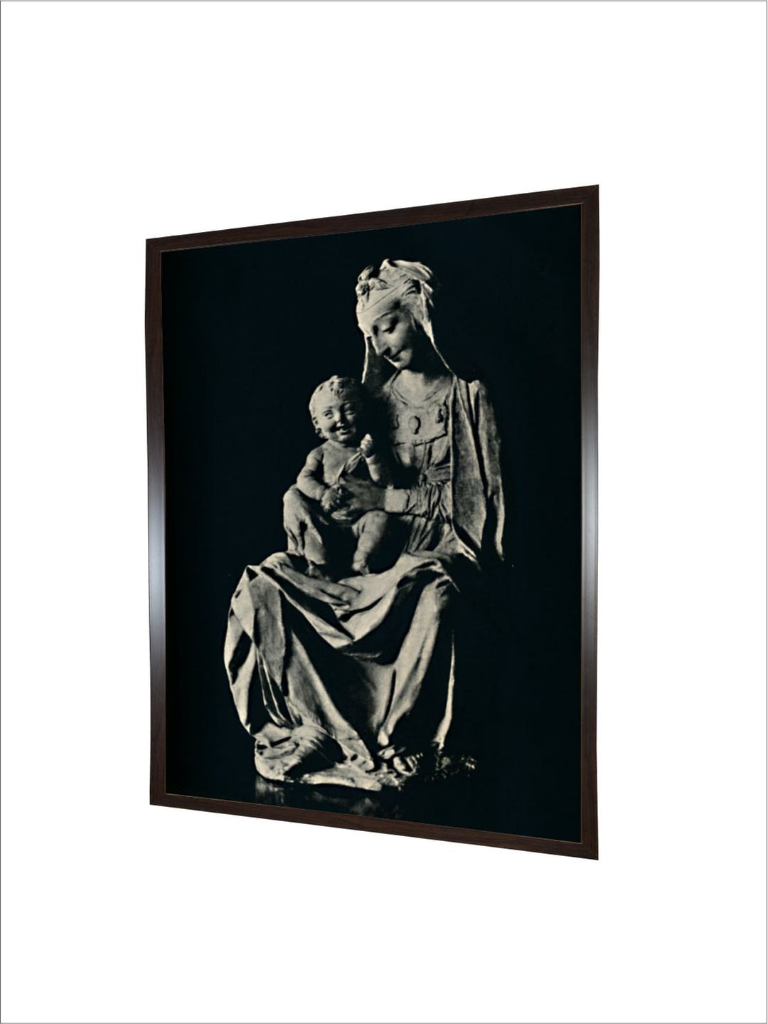 "Black & Grey Madonna With Laughing Child Canvas Painting Wall Art''