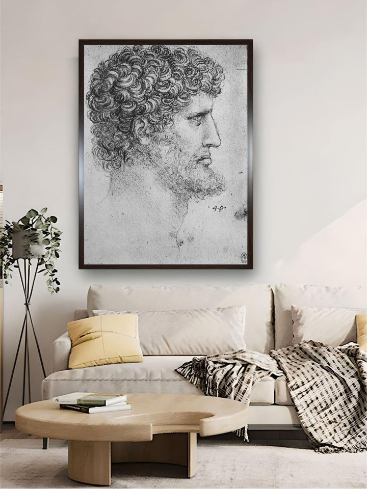 "Grey & Black Bearded Man Canvas Painting Rectangular Wall Art''