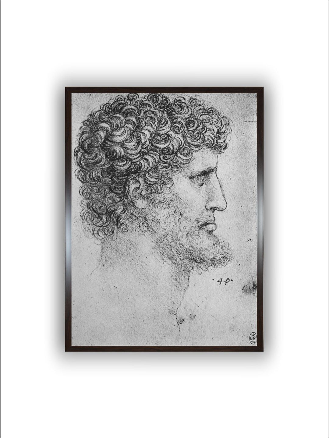"Grey & Black Bearded Man Canvas Painting Rectangular Wall Art''