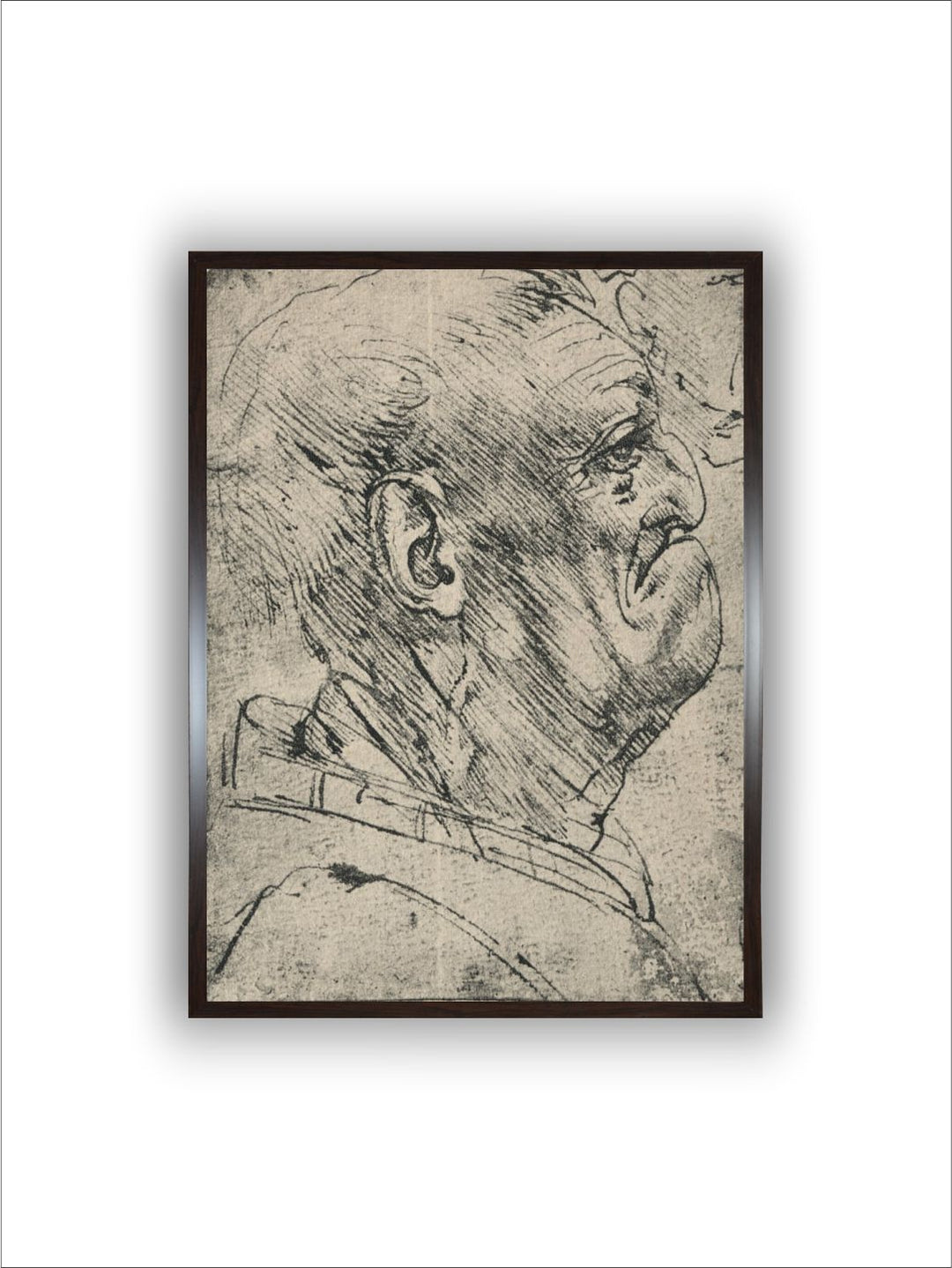 "Grey Grotesque Profile of a Man to the Right' Painting Wall Art''