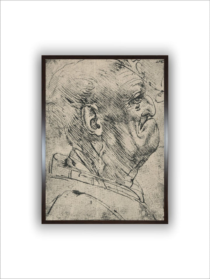 "Grey Grotesque Profile of a Man to the Right' Painting Wall Art''