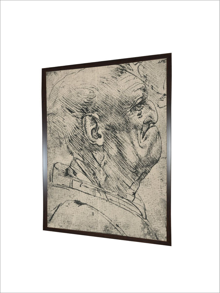 "Grey Grotesque Profile of a Man to the Right' Painting Wall Art''