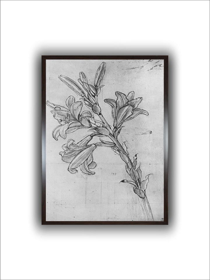 "Grey & Black A Lily Painting Wooden Framed Wall Art''