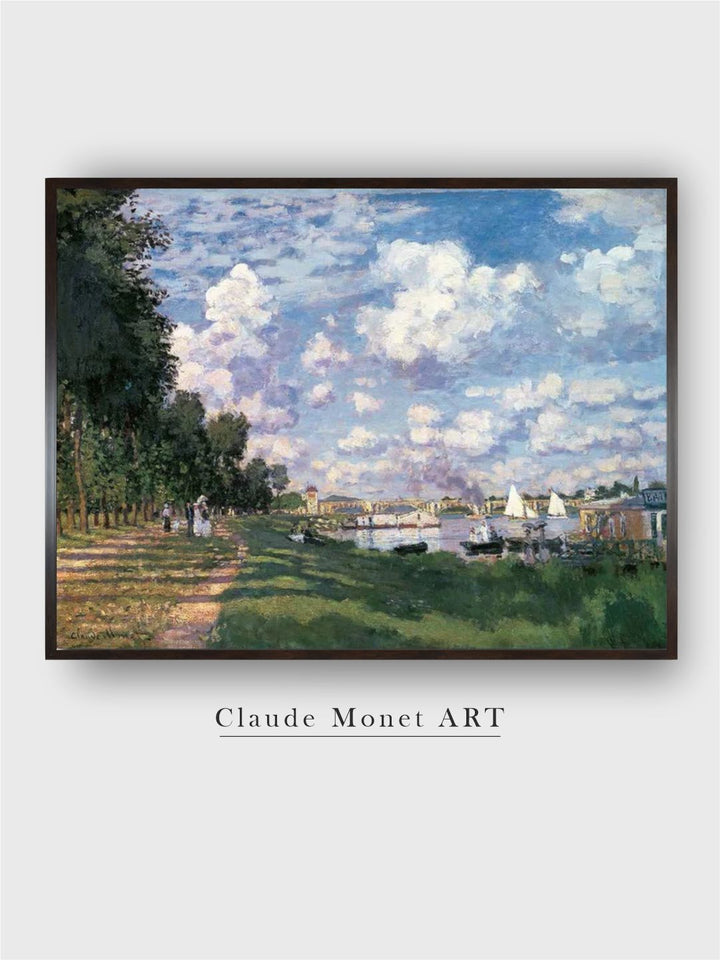 "Green  Blue Marina at Argenteuil Printed Canvas Painting Wall Art''