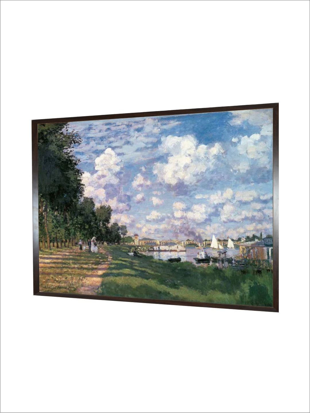 "Green  Blue Marina at Argenteuil Printed Canvas Painting Wall Art''