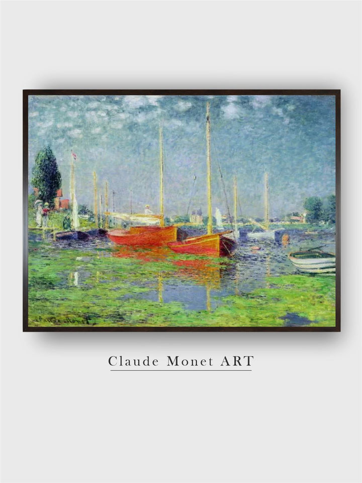 "Blue  Green Argenteuil, Circa Wooded Framed Painting Wall Art''