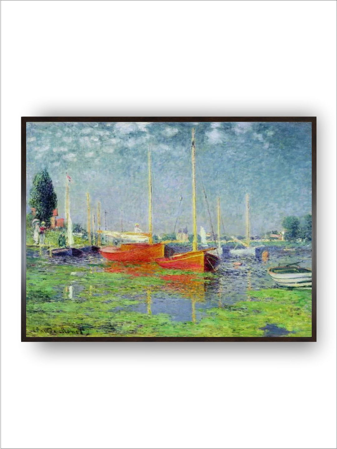 "Blue  Green Argenteuil, Circa Wooded Framed Painting Wall Art''