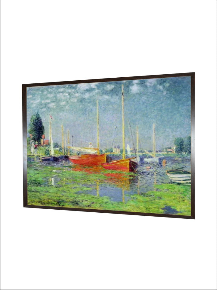 "Blue  Green Argenteuil, Circa Wooded Framed Painting Wall Art''