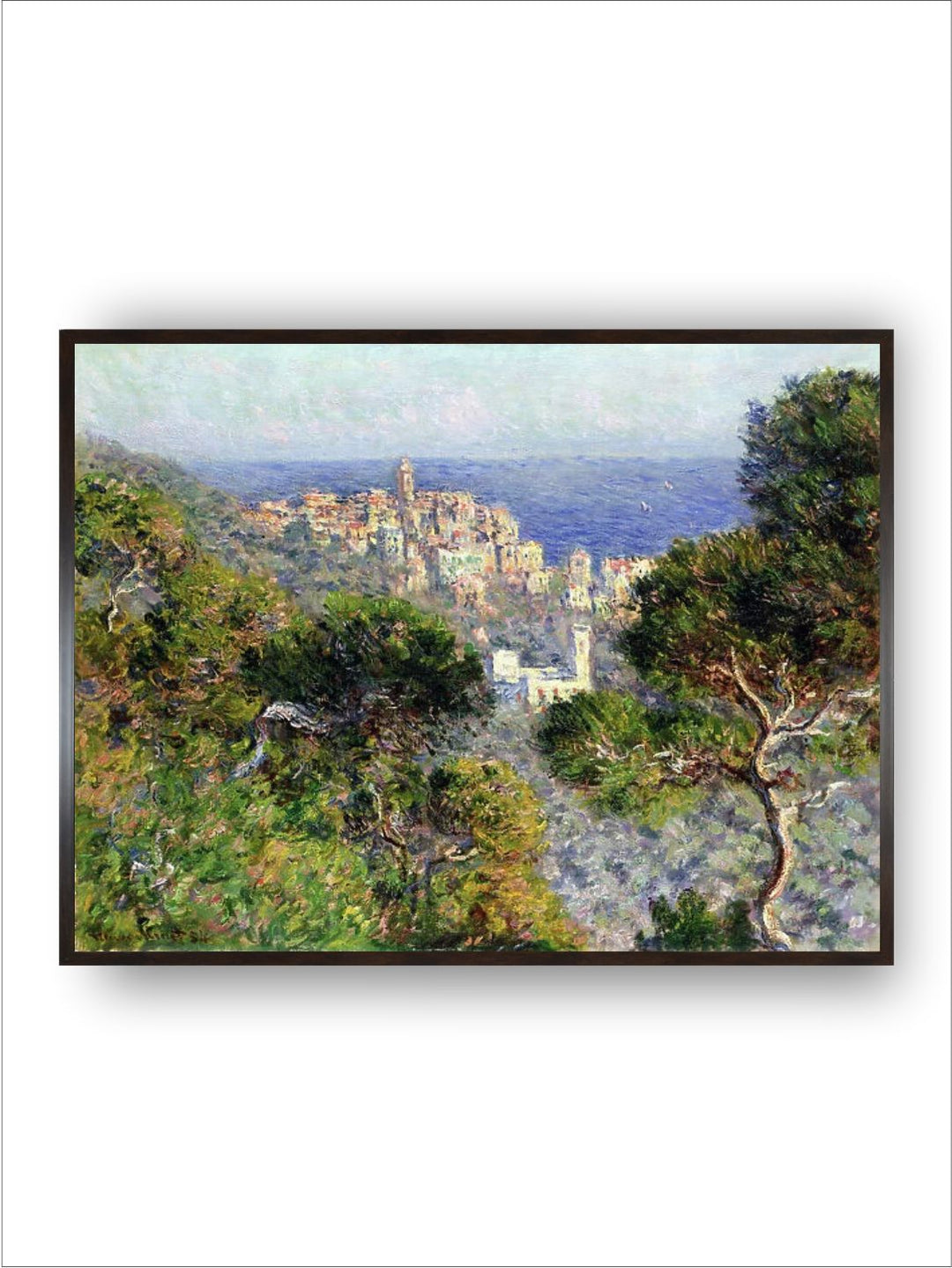 "Blue  Green Monet Bordighera Painting  Canvas Wall Art''