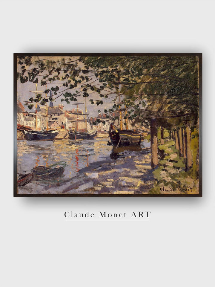 "Green  Purple Seine At Rouen Canvas Painting Wall Art''