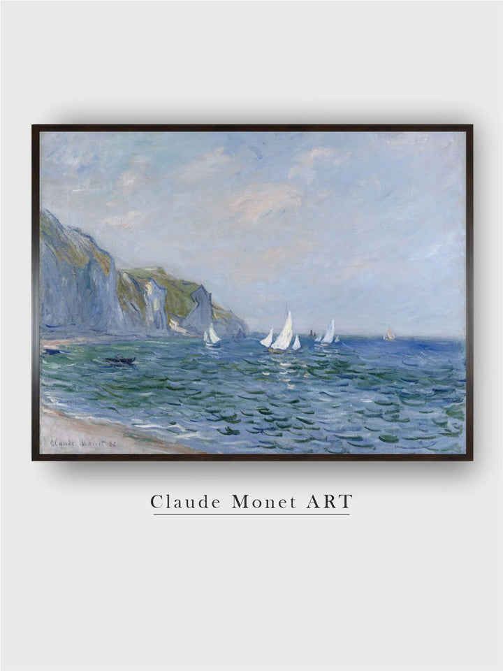 "Blue Cliffs  Sailboats At Pourville Wall Art''