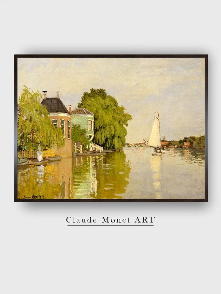 "Beige  Green House Achterzaan Wooden Frame Painting Wall Art''
