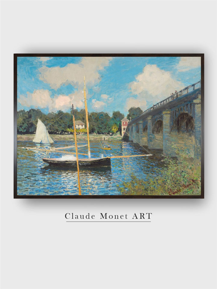 "Blue The Bridge At Argenteuil Wooden Wall Art''