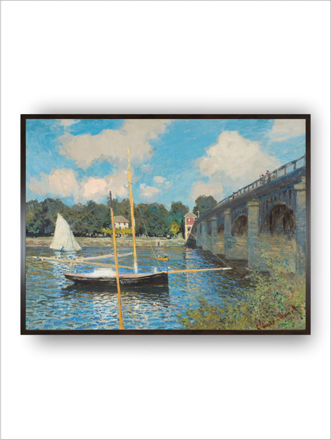 "Blue The Bridge At Argenteuil Wooden Wall Art''