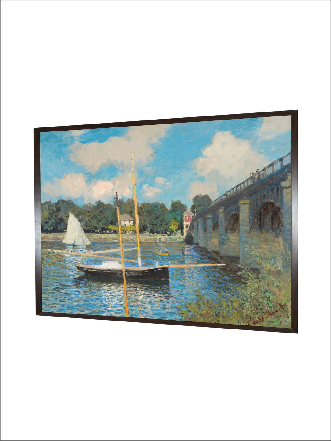 "Blue The Bridge At Argenteuil Wooden Wall Art''