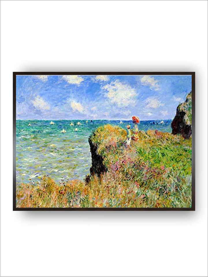 "Blue  Green Cliff Walk At Pourville Canvas Painting Wall Art''