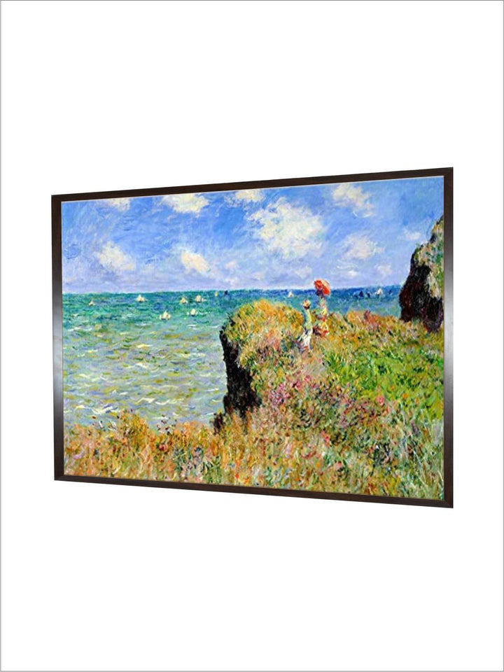 "Blue  Green Cliff Walk At Pourville Canvas Painting Wall Art''
