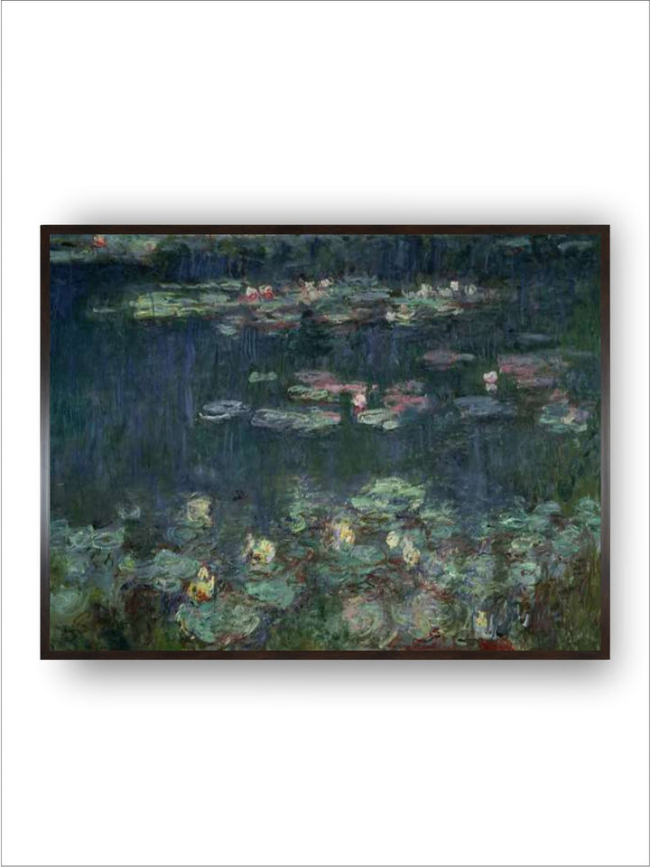 "Green Floral and Botanical Wooden Paintings Waterlilies Canvas Wall Art''