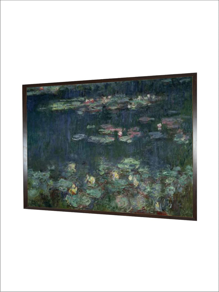 "Green Floral and Botanical Wooden Paintings Waterlilies Canvas Wall Art''