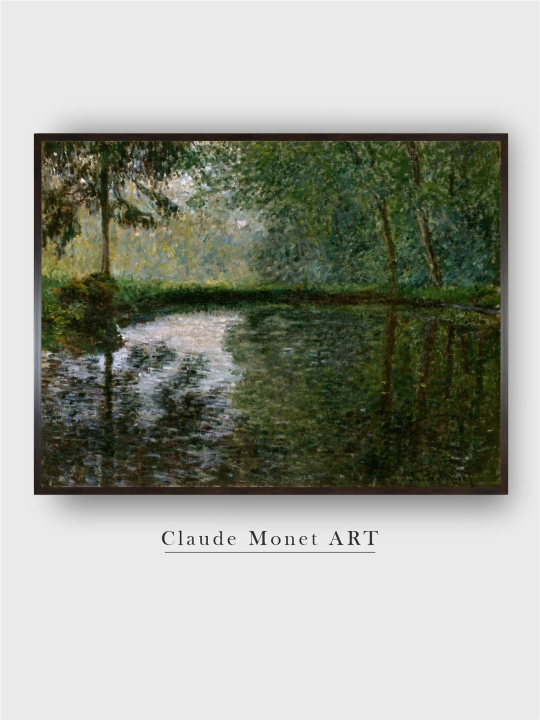 "Green  White Coin DEtang Montgeron Wooden Frame Painting Wall Art''