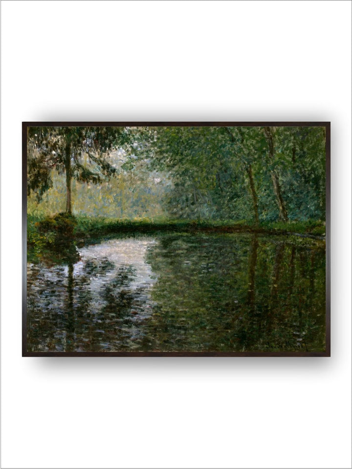 "Green  White Coin DEtang Montgeron Wooden Frame Painting Wall Art''