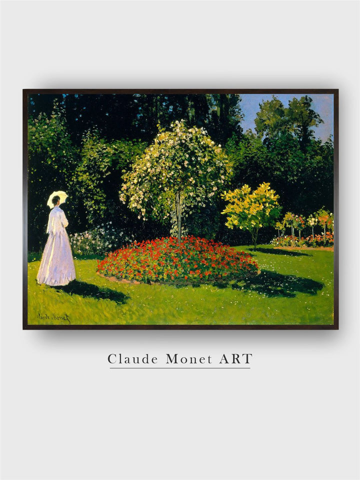 "Green  White Lady in the Garden Painted Canvas Wall Art''