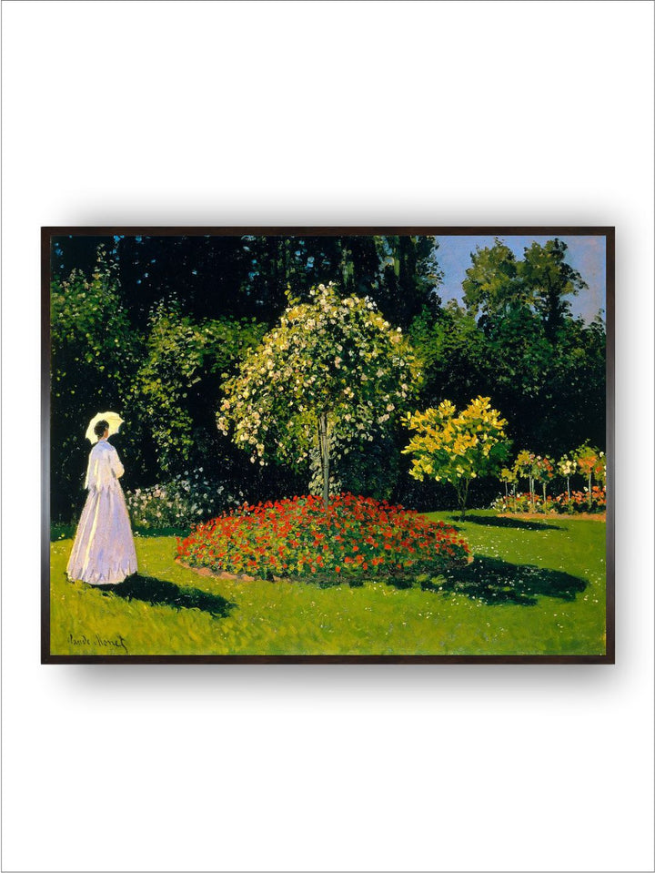"Green  White Lady in the Garden Painted Canvas Wall Art''
