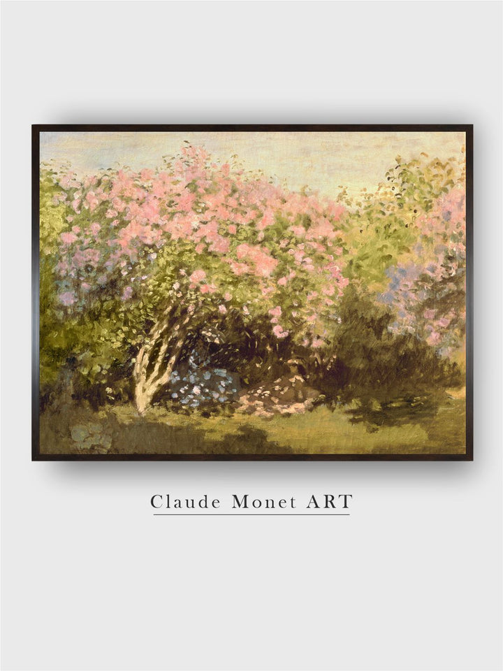"Pink  Green Floral and Botanical Wooden Paintings Lilac In The Sun Wall Art''