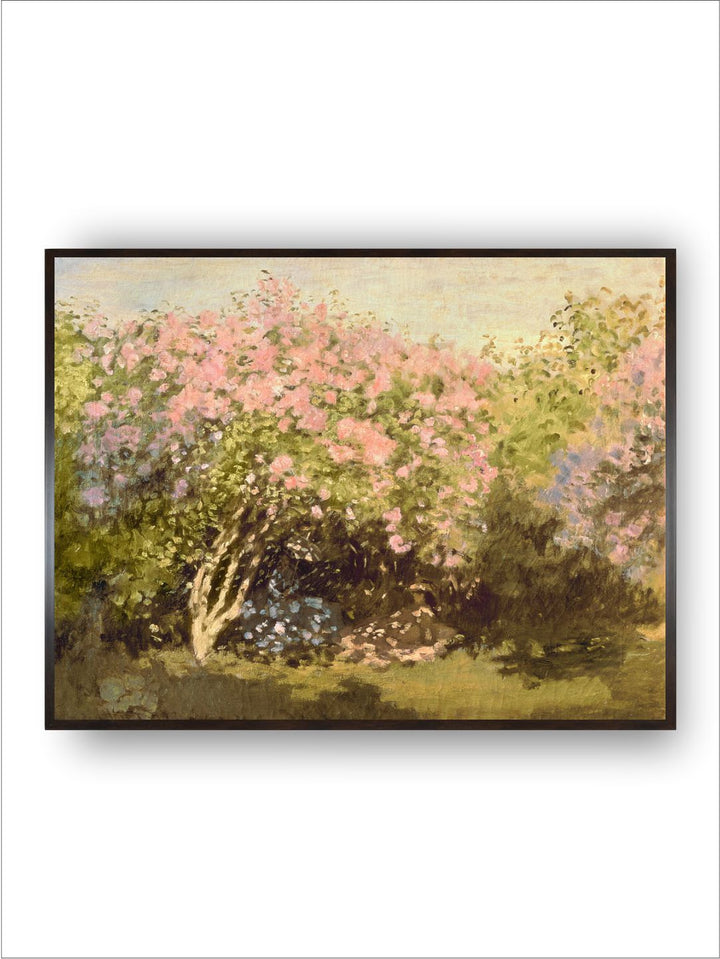 "Pink  Green Floral and Botanical Wooden Paintings Lilac In The Sun Wall Art''