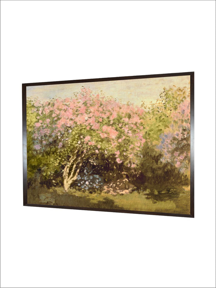"Pink  Green Floral and Botanical Wooden Paintings Lilac In The Sun Wall Art''