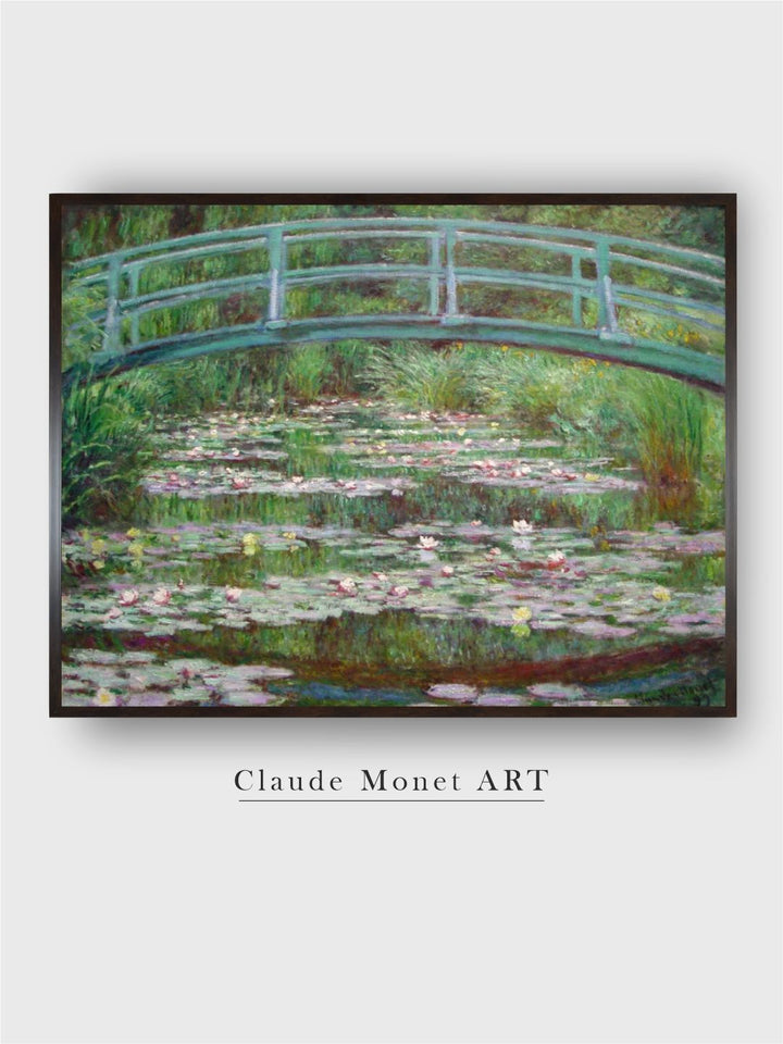 "Blue  Green The Japanese Footbridge Canvas Wall Art''