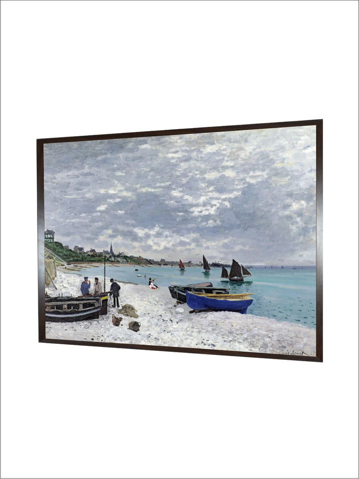 "Blue  Grey Printed Framed Wooden Wall Art''